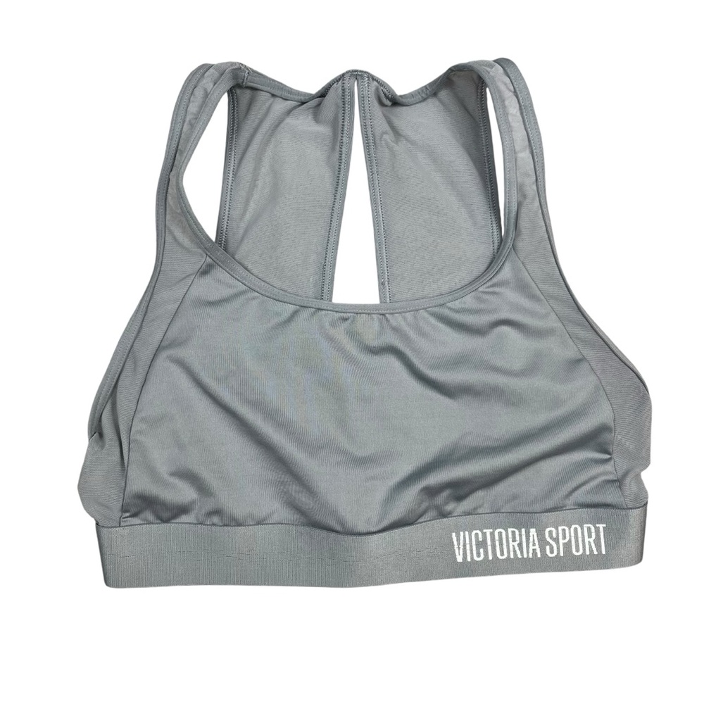 Victoria's Secret Sports Bra The Player Gray Racerback Mesh Medium VS